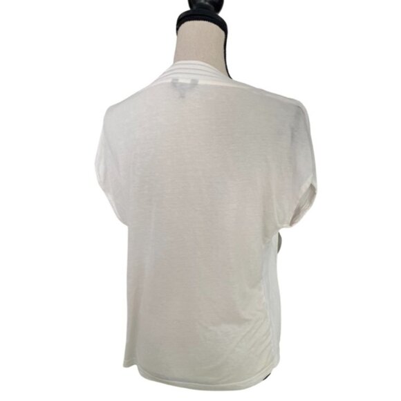 Massimo Dutti White V neck Tee Shirt Size M - Picture 2 of 4